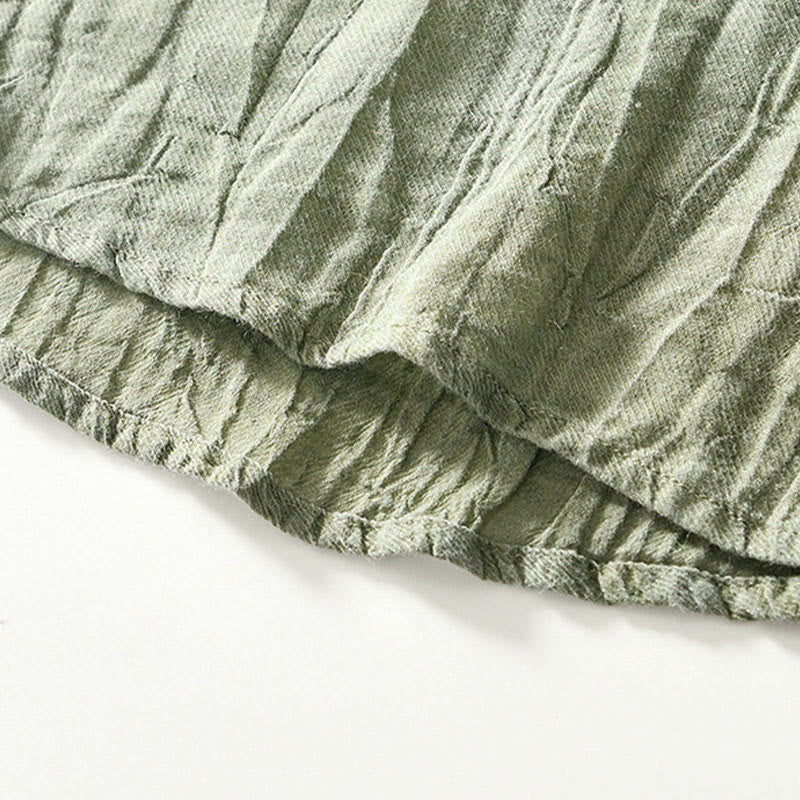 Buddha Stonesカジュアル 無地 ラペル ラミー リネン ハーフボタン メンズ シャツ - image 24