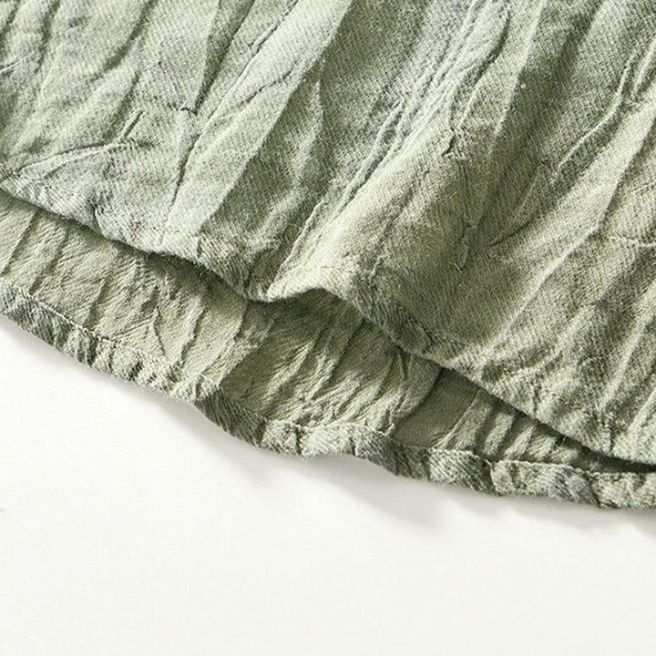 Buddha Stonesカジュアル 無地 ラペル ラミー リネン ハーフボタン メンズ シャツ - image 24