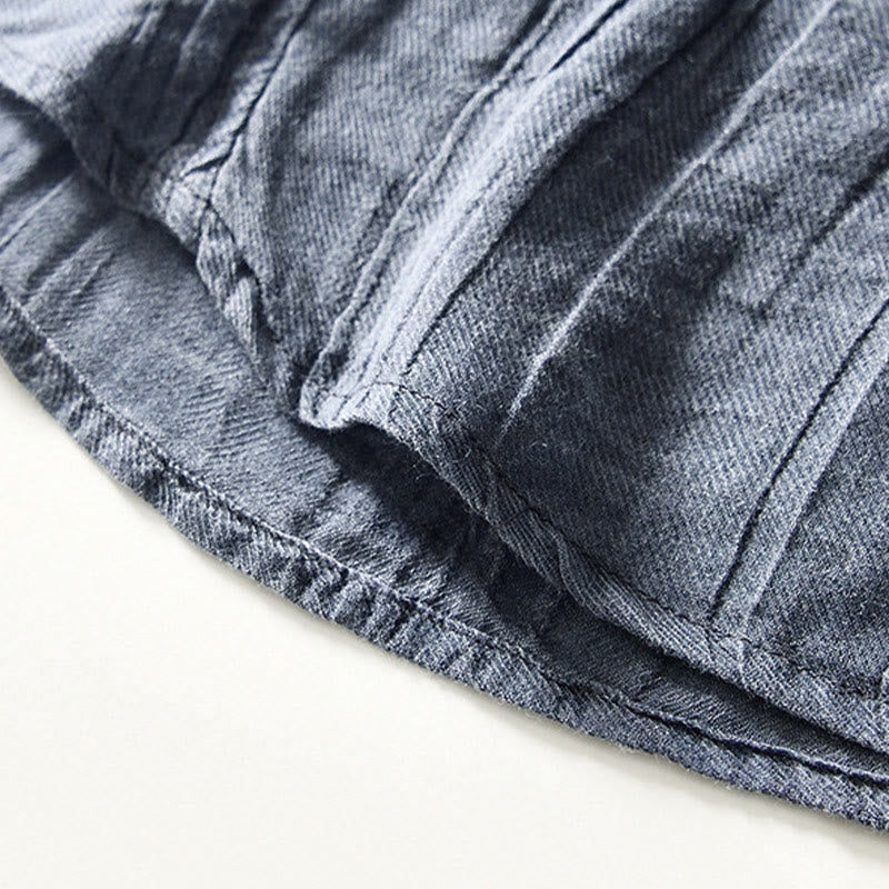 Buddha Stonesカジュアル 無地 ラペル ラミー リネン ハーフボタン メンズ シャツ - image 16