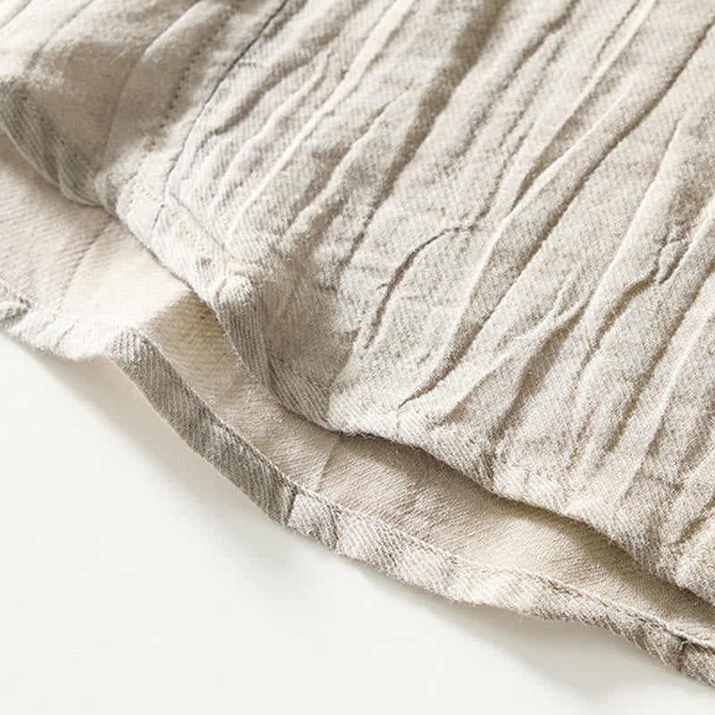 Buddha Stonesカジュアル 無地 ラペル ラミー リネン ハーフボタン メンズ シャツ - image 5