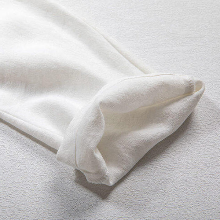 Buddha Stonesホワイト フロッグボタン リネン 七分袖 メンズシャツ - image 5