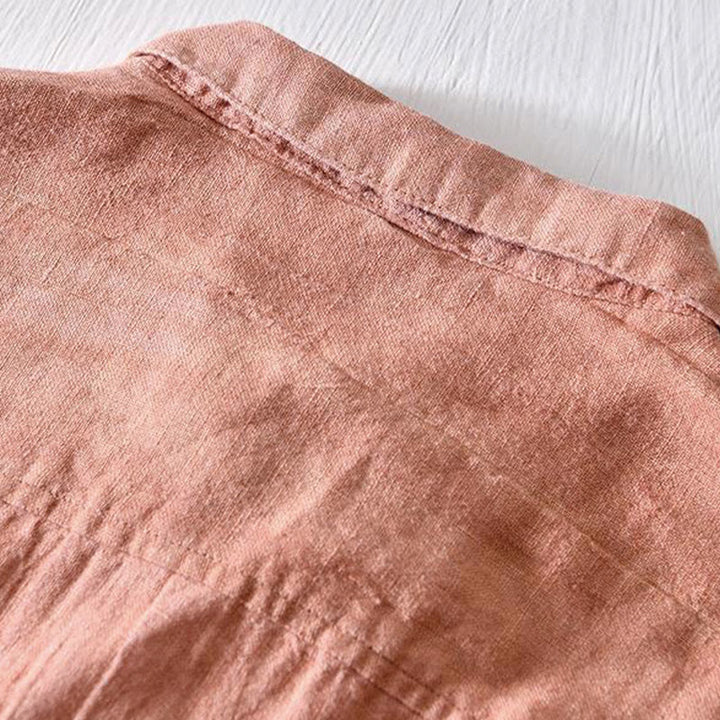 Buddha Stonesシンプルデザイン 半袖 ラペル リネン ハーフボタン メンズシャツ - image 14