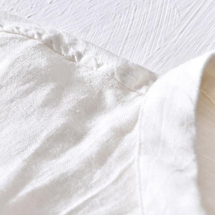 Buddha Stonesシンプルデザイン 半袖 ラペル リネン ハーフボタン メンズシャツ - image 7