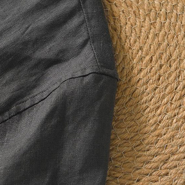 Buddha Stonesカジュアル 無地 Vネック 半袖 リネン メンズ シャツ - image 18