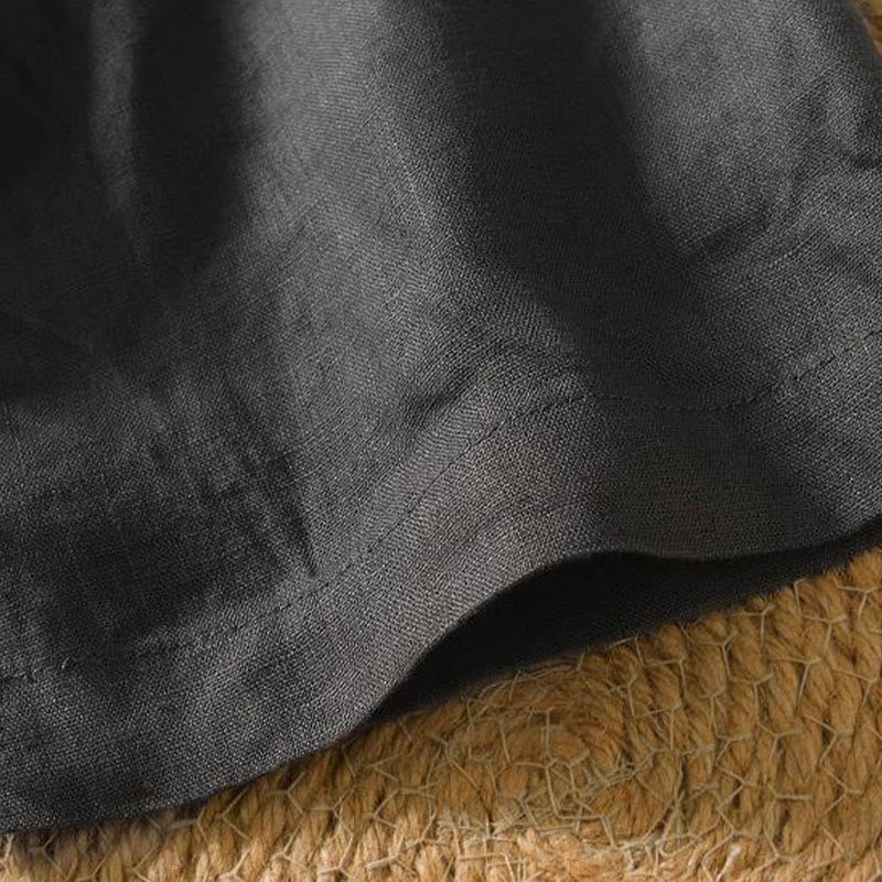 Buddha Stonesカジュアル 無地 Vネック 半袖 リネン メンズ シャツ - image 19