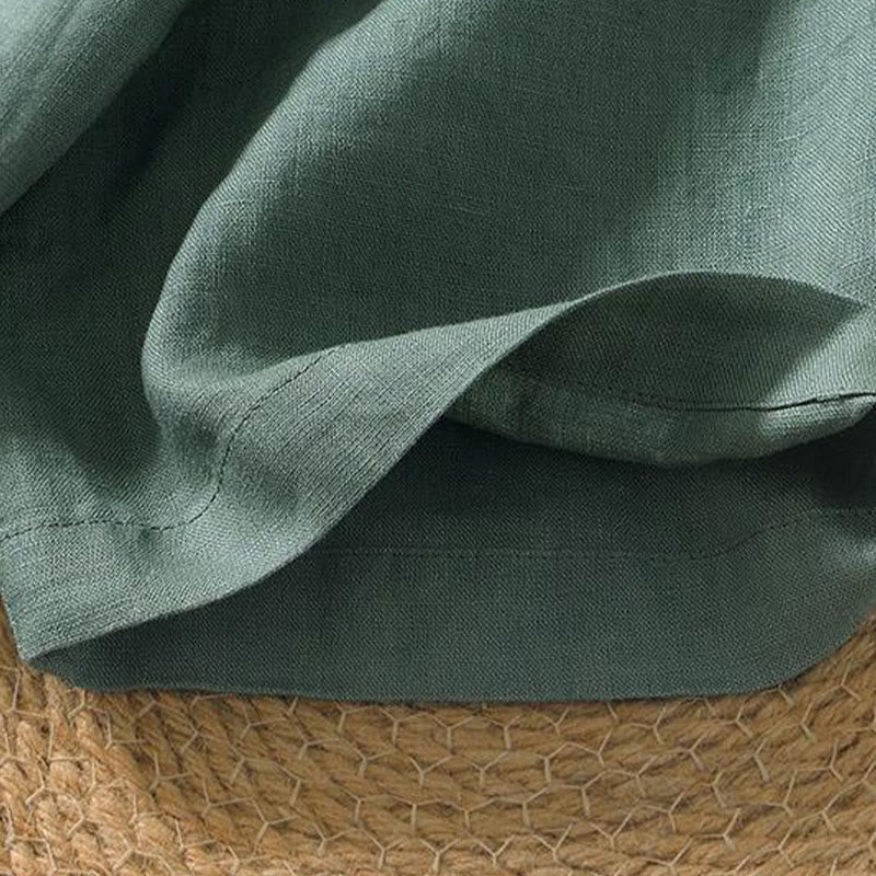 Buddha Stonesカジュアル 無地 Vネック 半袖 リネン メンズ シャツ - image 14