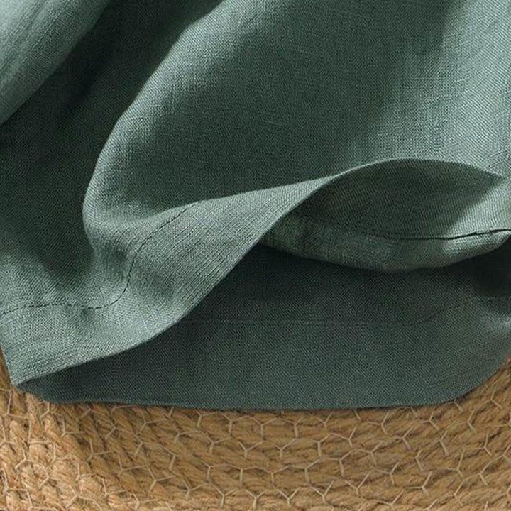 Buddha Stonesカジュアル 無地 Vネック 半袖 リネン メンズ シャツ - image 14