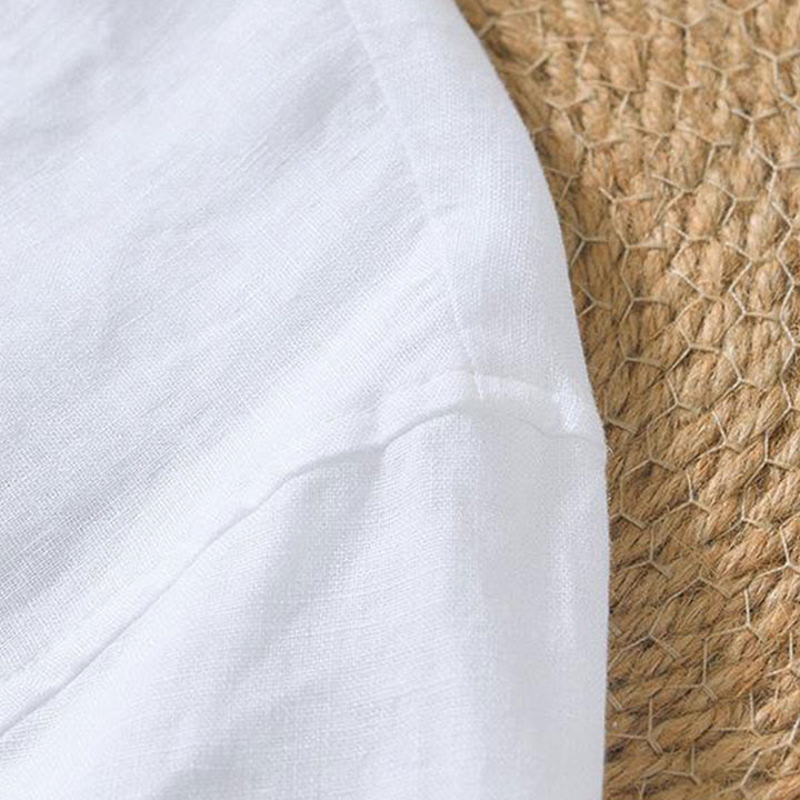 Buddha Stonesカジュアル 無地 Vネック 半袖 リネン メンズ シャツ - image 23