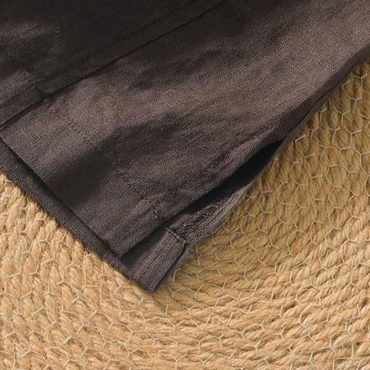 Buddha Stonesカジュアル 無地 Vネック 半袖 リネン メンズ シャツ - image 9