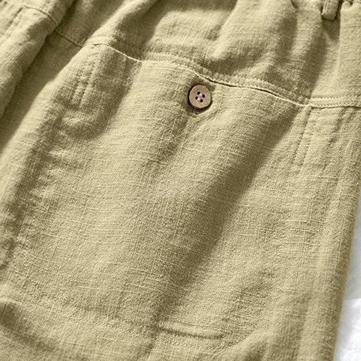 Buddha Stones多用途カジュアル ドローストリング 7-8丈 コットンリネン メンズパンツ ポケット付き - image 18