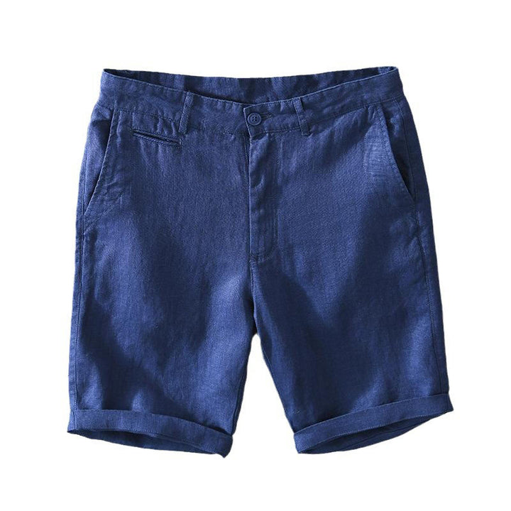 Buddha Stones無地 ドローストリング リネン メンズ ショートパンツ ポケット付き