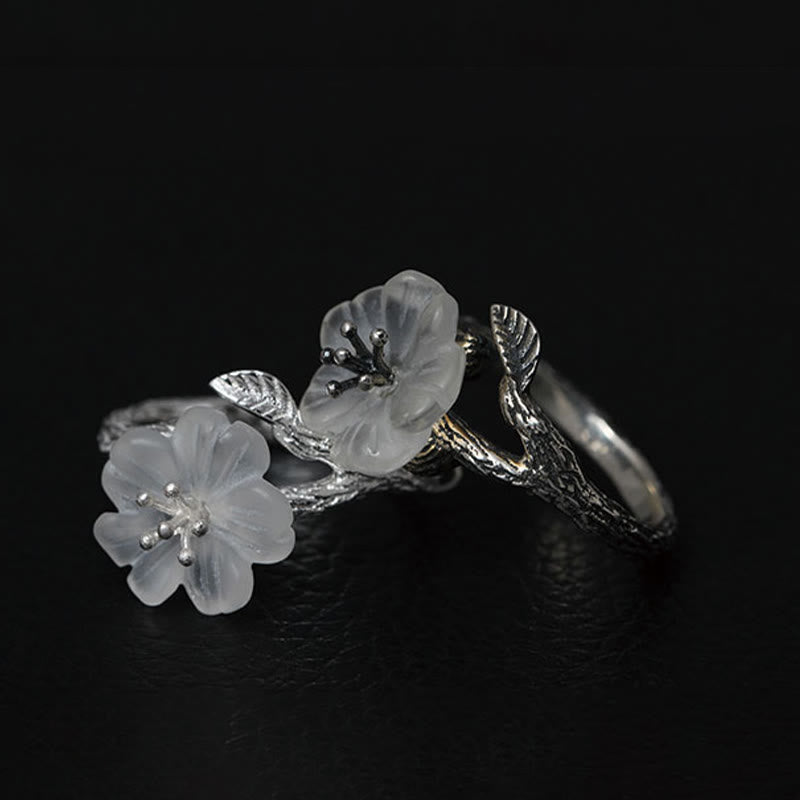 Buddha Stones925スターリングシルバー ホワイトクリスタル スケルトンフラワー 調節可能 ヒーリングリング - image 12