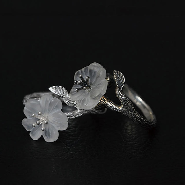 Buddha Stones925スターリングシルバー ホワイトクリスタル スケルトンフラワー 調節可能 ヒーリングリング - image 12