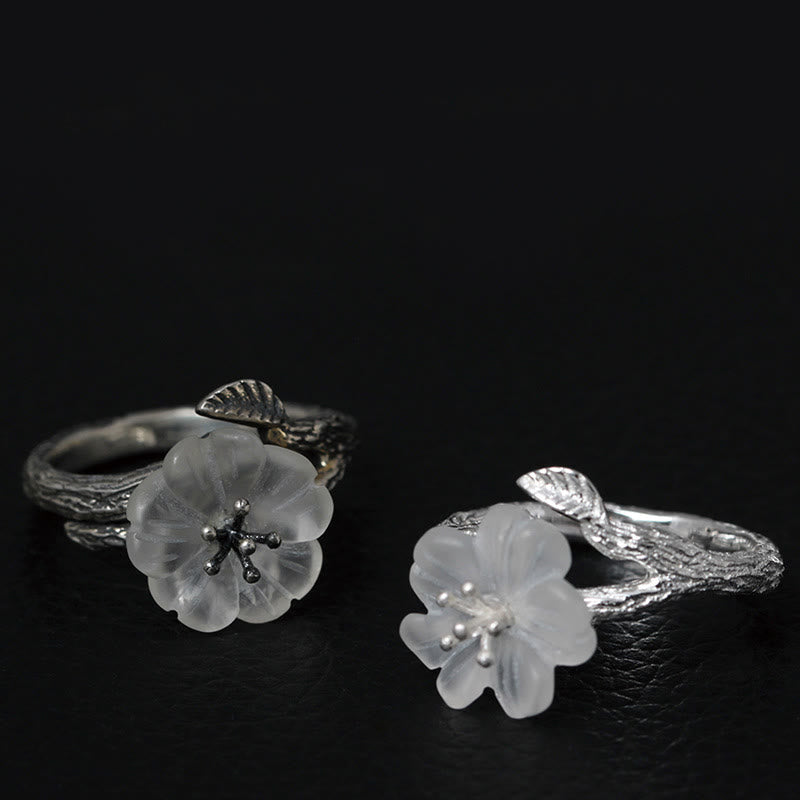 Buddha Stones925スターリングシルバー ホワイトクリスタル スケルトンフラワー 調節可能 ヒーリングリング - image 13