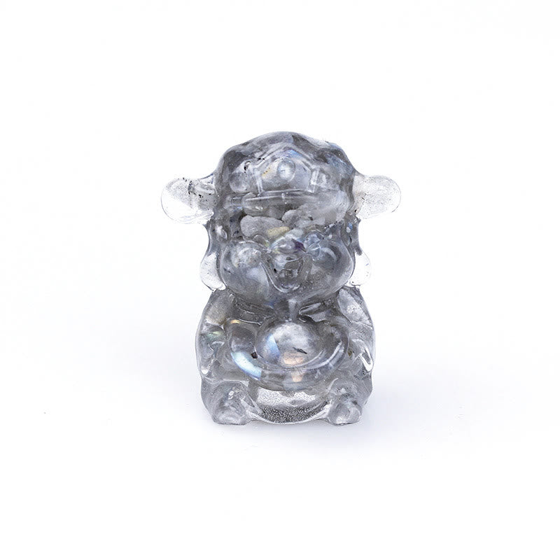 Buddha Stones富の神 アメジスト クリスタル 樹脂 エネルギー幸運繁栄ホームデコレーション - ラブラドライト 5.6×4.7×3.5cm - image 23