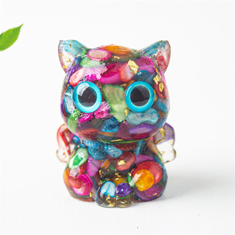 Buddha Stonesかわいい猫 ラズライト ラピスラズリ アメジスト 黒曜石 アクアマリン クリスタル 樹脂 ポジティブ ホームデコレーション - カラーシェル 5.5×4.5×3.5cm - image 13