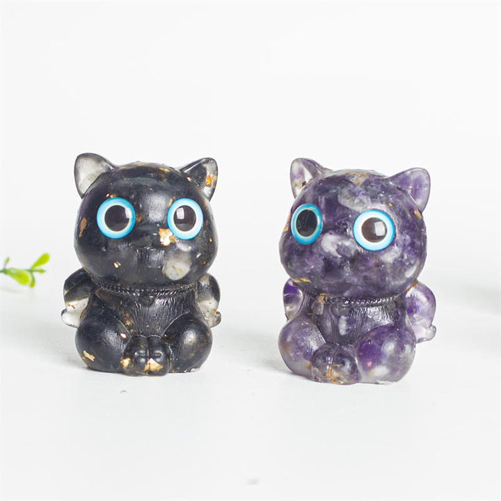 Buddha Stonesかわいい猫 ラズライト アメジスト ブラックオブシディアン アクアマリン クリスタル 樹脂 ポジティブ ホームデコレーション - image 16