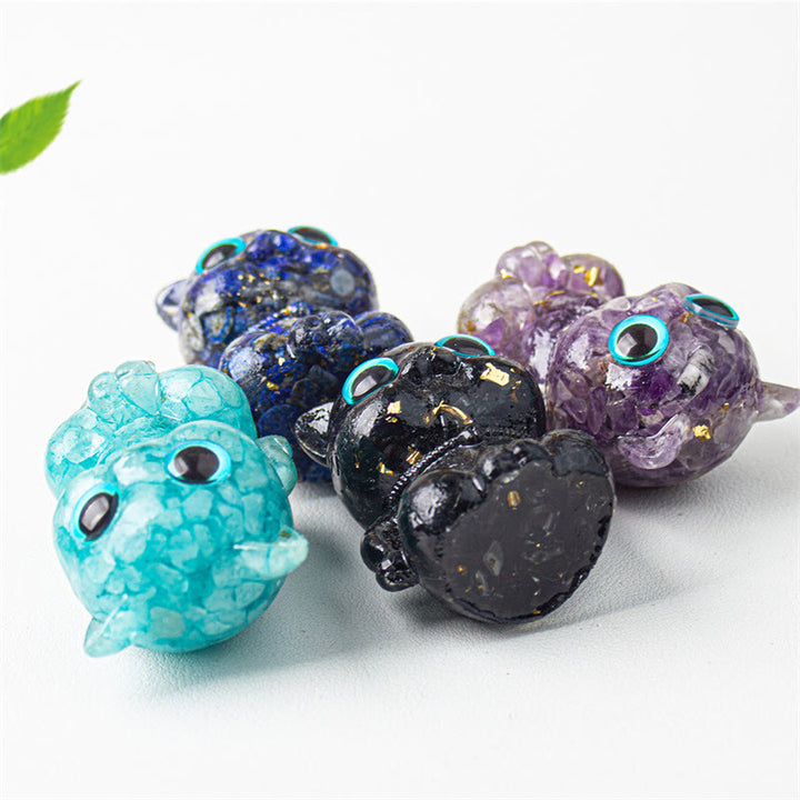 Buddha Stonesかわいい猫 ラズライト アメジスト ブラックオブシディアン アクアマリン クリスタル 樹脂 ポジティブ ホームデコレーション - image 15