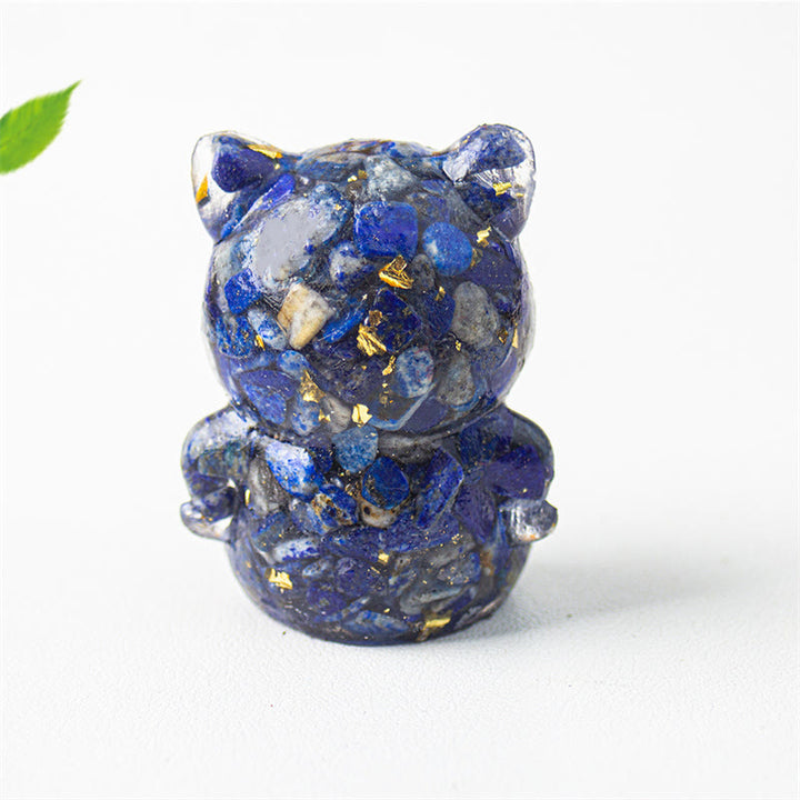 Buddha Stonesかわいい猫 ラズライト アメジスト ブラックオブシディアン アクアマリン クリスタル 樹脂 ポジティブ ホームデコレーション - image 4