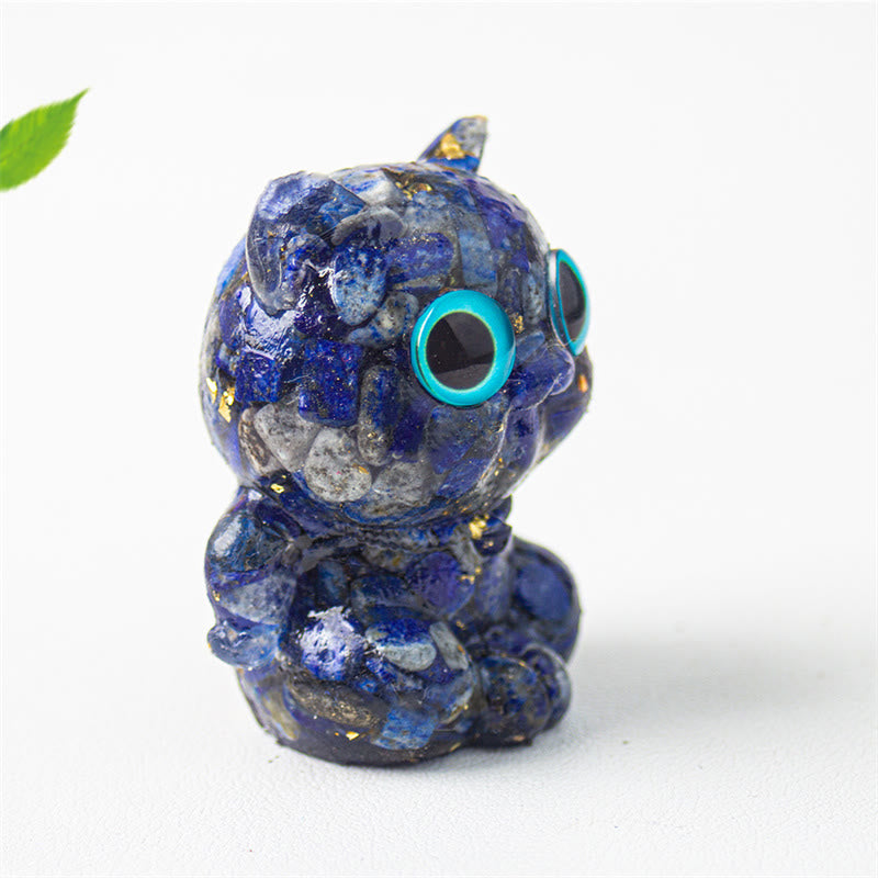 Buddha Stonesかわいい猫 ラズライト アメジスト ブラックオブシディアン アクアマリン クリスタル 樹脂 ポジティブ ホームデコレーション - image 3