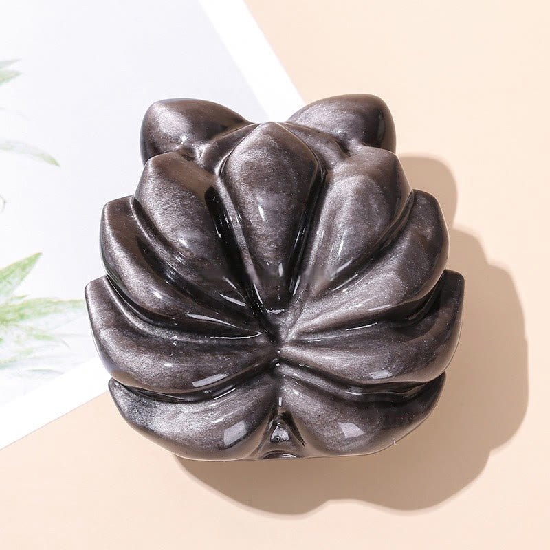 Buddha Stones天然銀光沢黒曜石 九尾狐 守護 家の装飾 - image 2