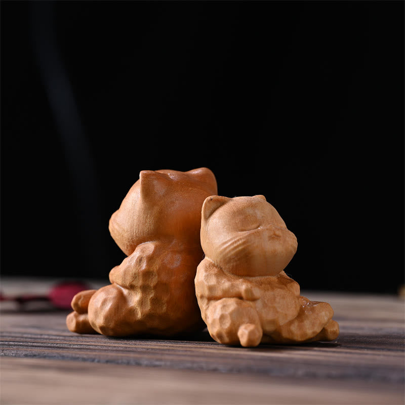 Buddha Stonesミニかわいい座り猫白檀守護ホームデコレーション - image 3