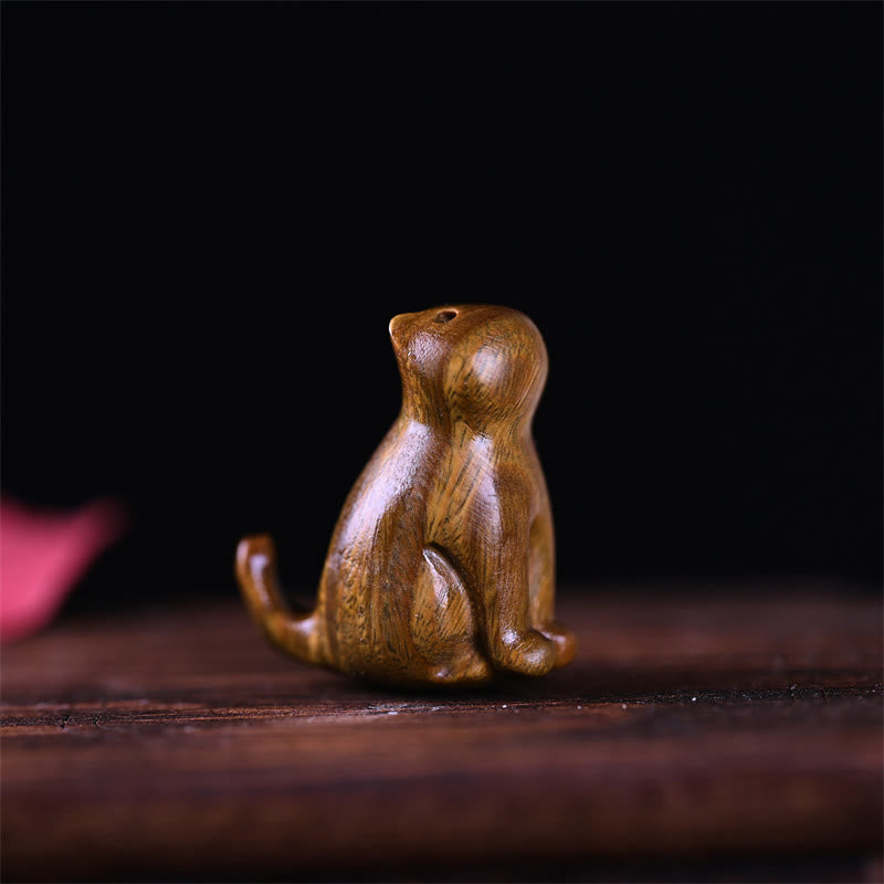 Buddha Stones小葉紫檀黒檀白檀 緑檀 幸運のミニ猫 鹿 スース 電話掛け飾り - グリーンサンダルウッドキャット 3.2*2.8*1.6cm - image 10