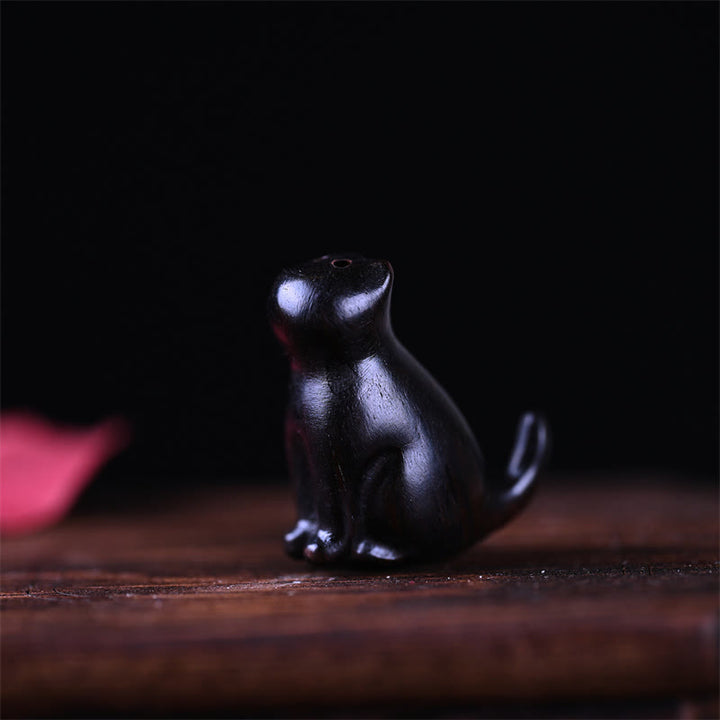 Buddha Stones小葉紫檀黒檀白檀 緑檀 幸運のミニ猫 鹿 スース 電話掛け飾り - image 19