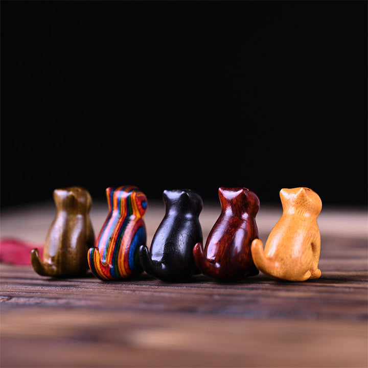 Buddha Stones小葉紫檀黒檀白檀 緑檀 幸運のミニ猫 鹿 スース 電話掛け飾り - image 4