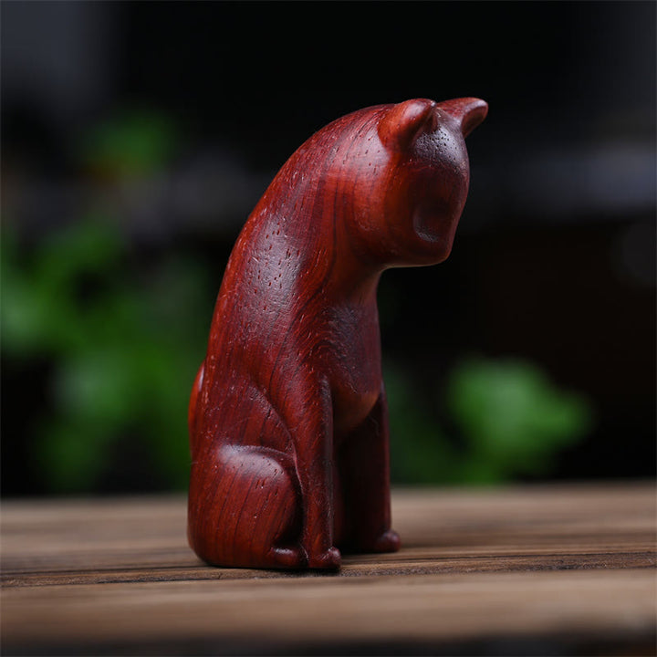 Buddha Stones小さな猫 マウス グリーンサンダルウッド アフリカンレッドローズウッド 平和 ホームデコレーション - image 26