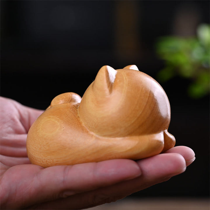 Buddha Stones小さくて可愛い自信に満ちた眠り猫 白檀 癒しのホームデコレーション - 眠り猫 9cm - image 11