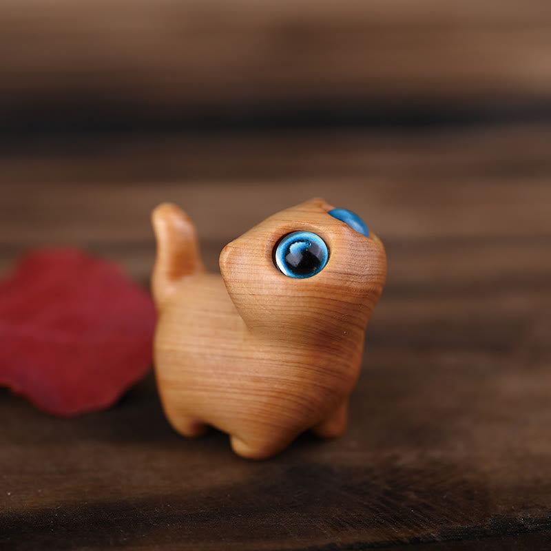 Buddha Stones緑白檀黒檀白檀の小葉紫檀ミニ招き猫 平和飾り - ニオイヒバ ブルーアイズ 3.3*3.1*2.0cm - image 17