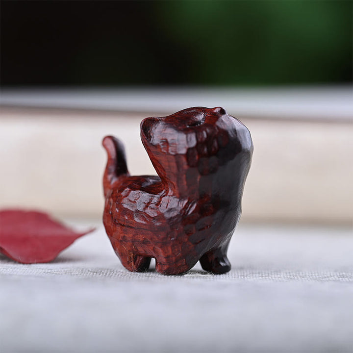 Buddha Stones緑白檀黒檀白檀の小葉紫檀ミニ招き猫 平和飾り - 小葉紫檀猫 - image 23