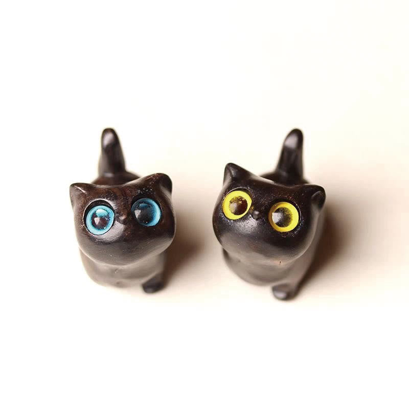 Buddha Stones緑白檀黒檀白檀の小葉紫檀ミニ招き猫 平和飾り - image 34