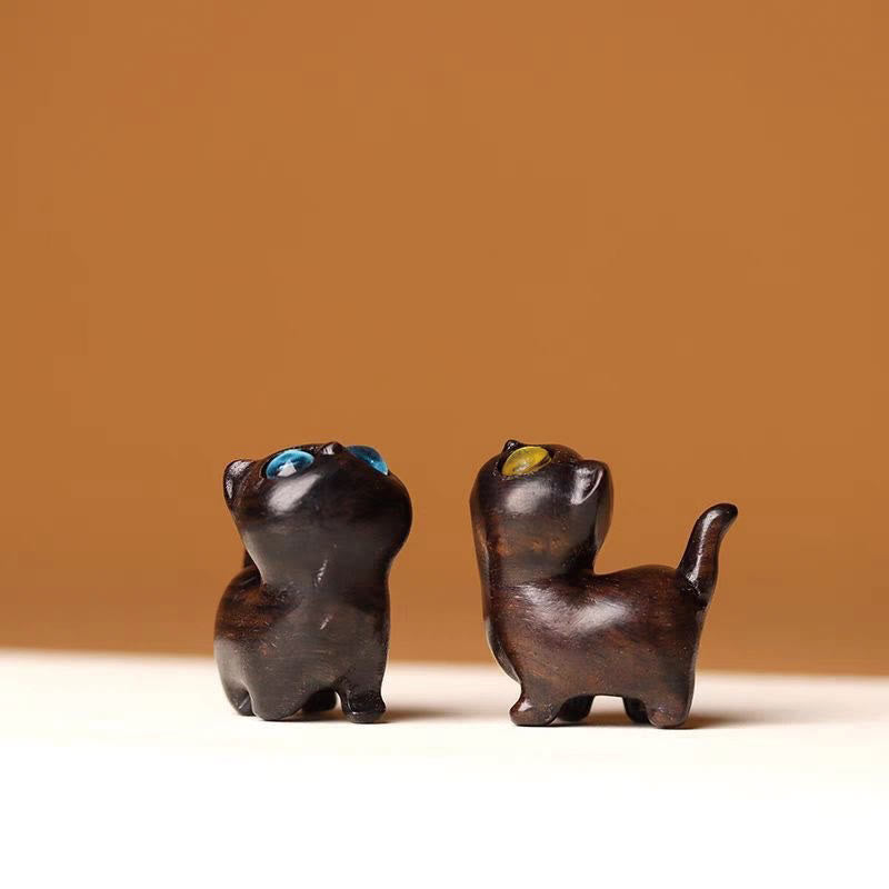 Buddha Stones緑白檀黒檀白檀の小葉紫檀ミニ招き猫 平和飾り - image 33