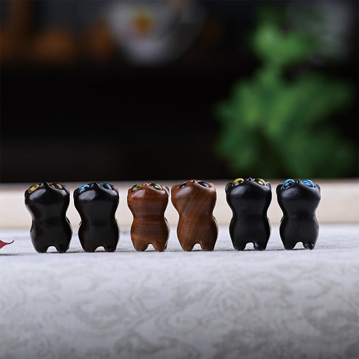 Buddha Stones緑白檀黒檀白檀の小葉紫檀ミニ招き猫 平和飾り - image 41