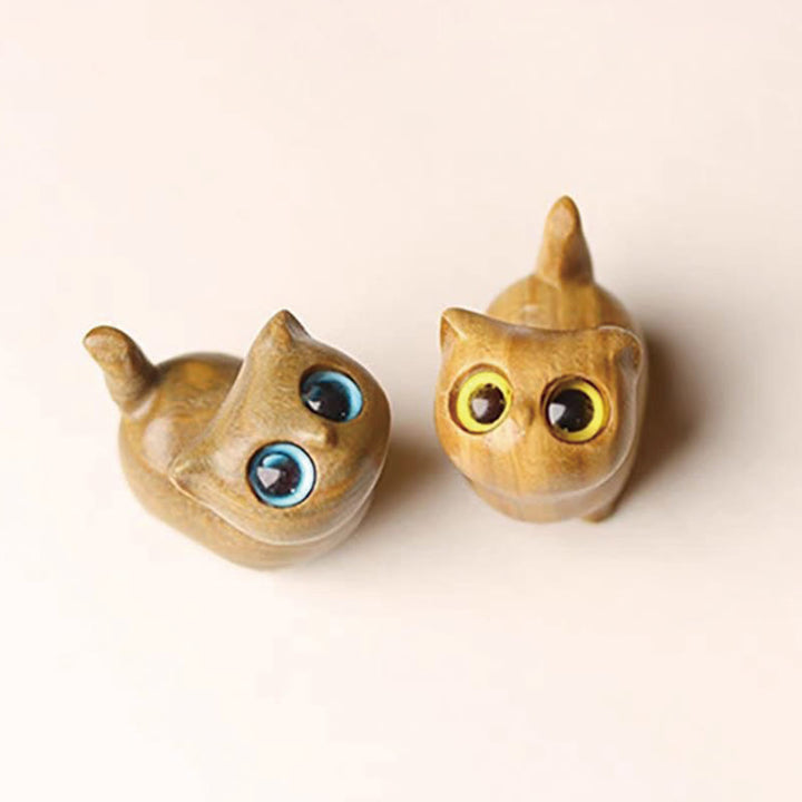 Buddha Stones緑白檀黒檀白檀の小葉紫檀ミニ招き猫 平和飾り - image 39