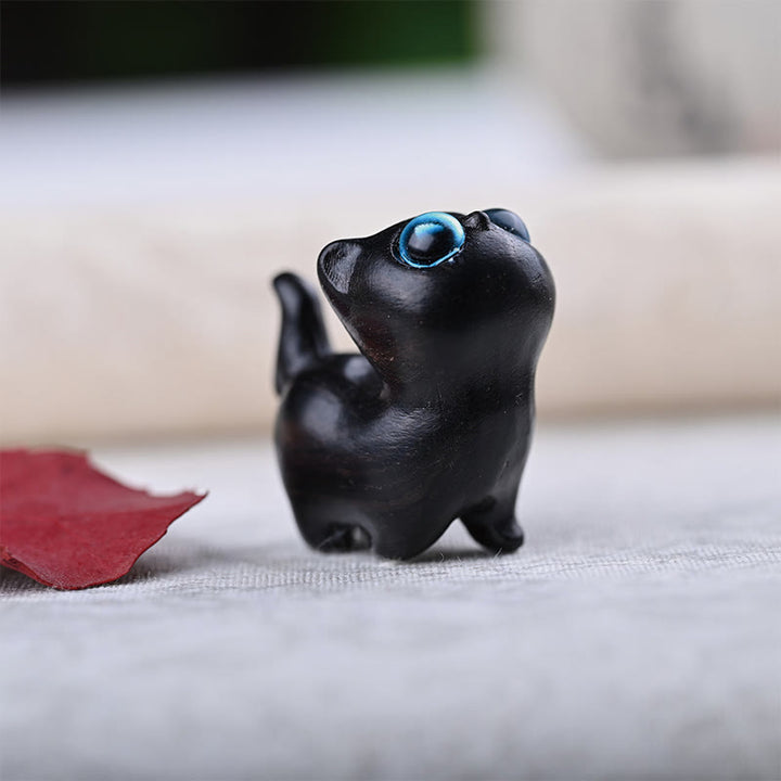 Buddha Stones緑白檀黒檀白檀の小葉紫檀ミニ招き猫 平和飾り - image 10