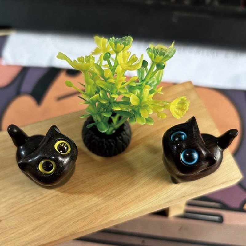 Buddha Stones緑白檀黒檀白檀の小葉紫檀ミニ招き猫 平和飾り - image 32