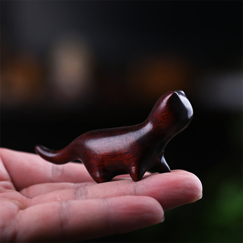 Buddha Stones緑白檀小葉紫檀黒檀木 幸運のミニウォーキングキャット ポジティブな装飾 - 小葉紫檀猫 7.3×2×3.3cm - image 11