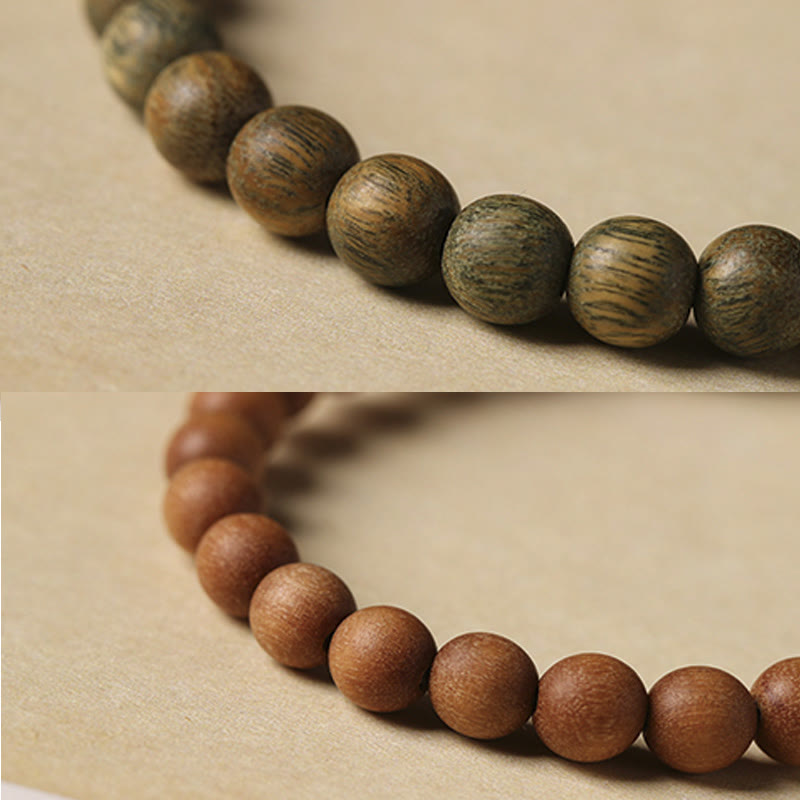 Buddha Stonesグリーンサンダルウッド ゴールドサンダルウッド かわいいウサギのポジティブブレスレット