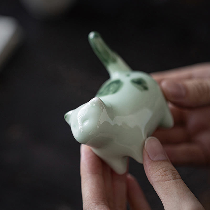 Buddha Stonesミニ幸運かわいい斑点立ち猫眠る子猫陶器置物装飾 - image 4