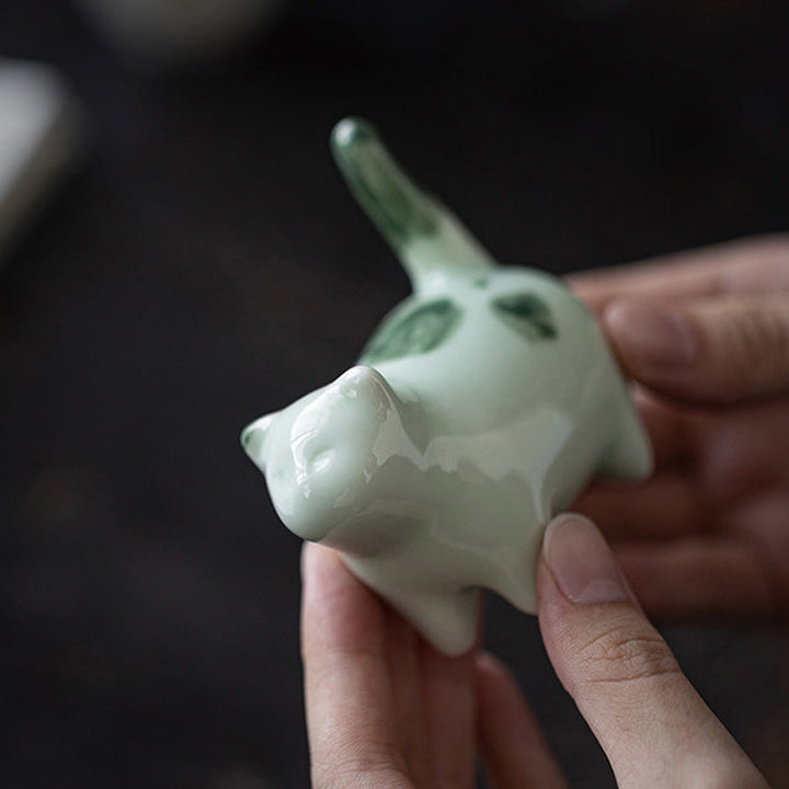 Buddha Stonesミニ幸運かわいい斑点立ち猫眠る子猫陶器置物装飾 - image 4