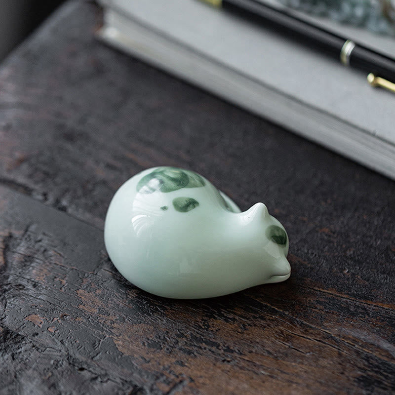 Buddha Stonesミニ幸運かわいい斑点立ち猫眠る子猫陶器置物装飾 - image 20