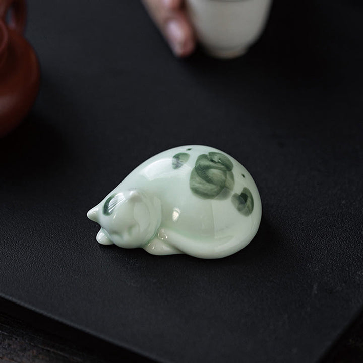 Buddha Stonesミニ幸運かわいい斑点立ち猫眠る子猫陶器置物装飾 - image 19