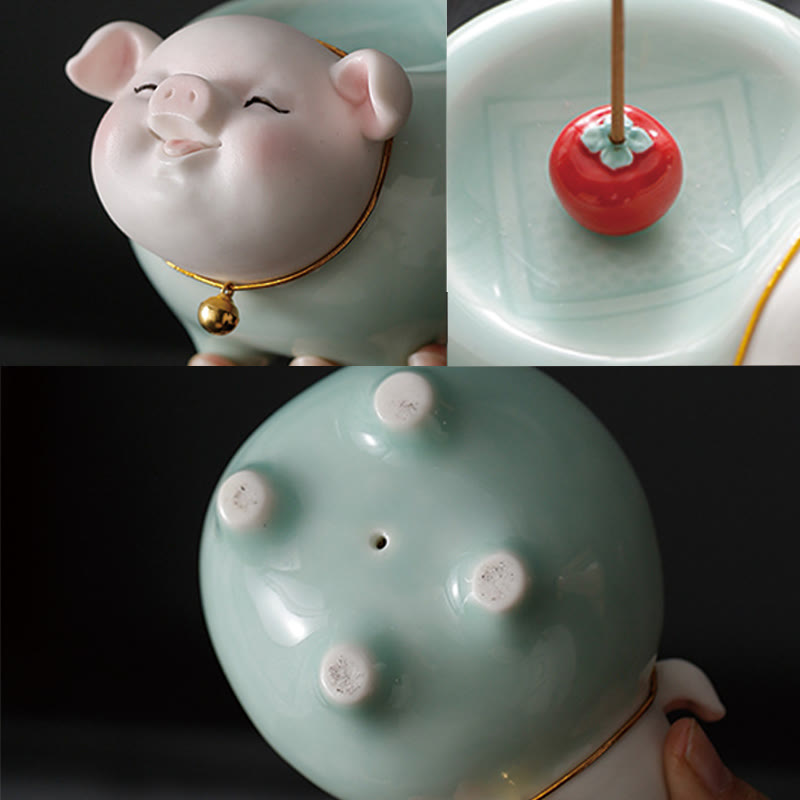 Buddha Stones陶器 子豚 祝福棒 香炉