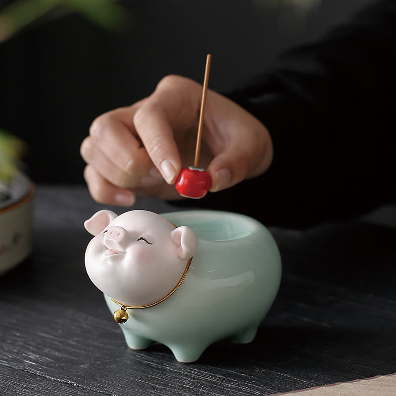 Buddha Stones陶器 子豚 祝福棒 香炉