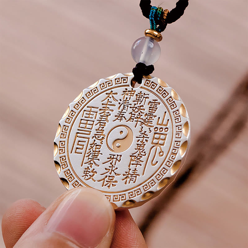 Buddha Stones石山の幽霊がお金を使う陰陽八卦デザイン銅ハーモニーネックレスペンダント - image 4
