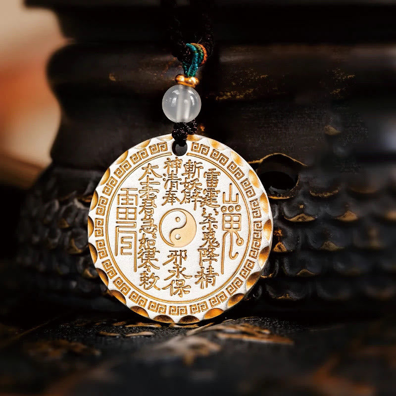 Buddha Stones石山の幽霊がお金を使う陰陽八卦デザイン銅ハーモニーネックレスペンダント - 山の幽霊はお金を使う - image 1
