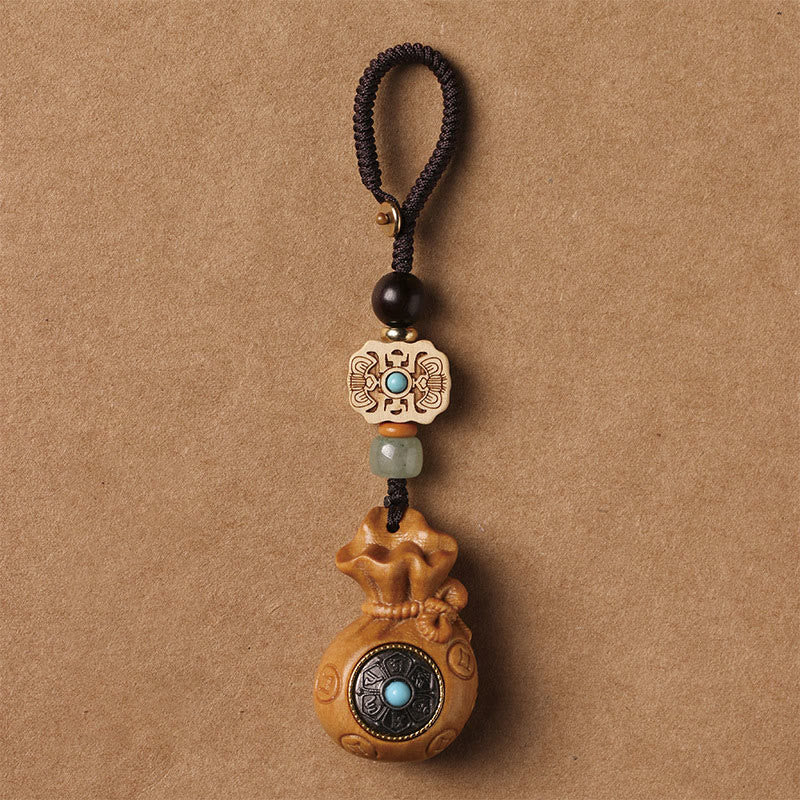 Buddha Stones白檀の小葉 赤檀 緑檀Om Mani Padme Humキーチェーン 携帯電話吊り下げ装飾